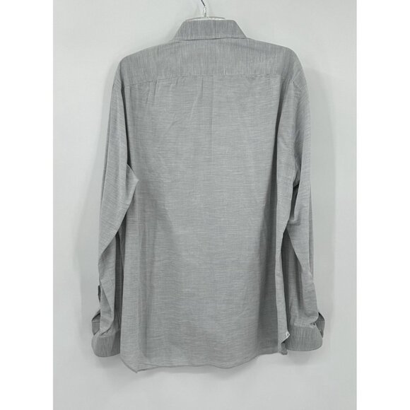 ISAIA NAPOLI dress shirt long sleeve designer made in italy gray 17.5 44 - Picture 5 of 8